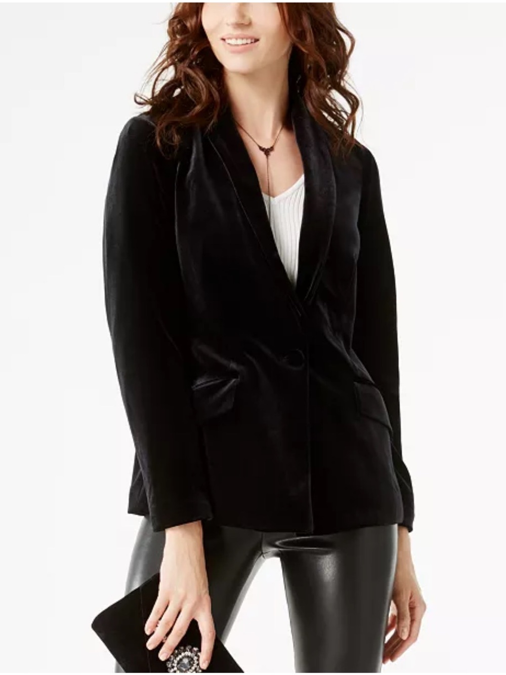 INC International Concepts Black Velvet Blazer M Holiday Party Evening Cocktail